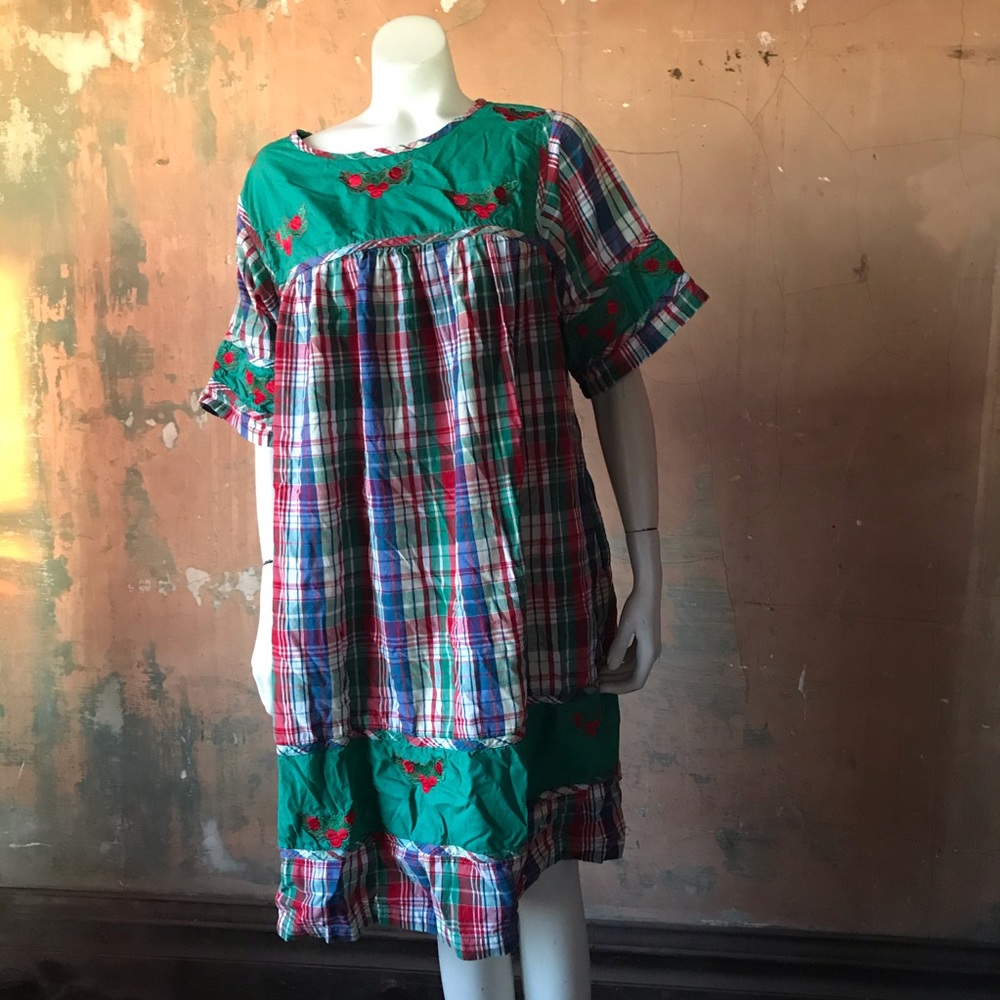 Plaid and Holly Vintage Christmas muumuu
